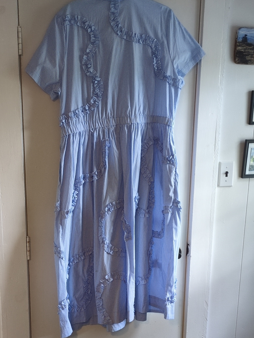 Kate Spade Light Blue and White Striped Short Sleeve Shirt Dress - Picture 4 of 4